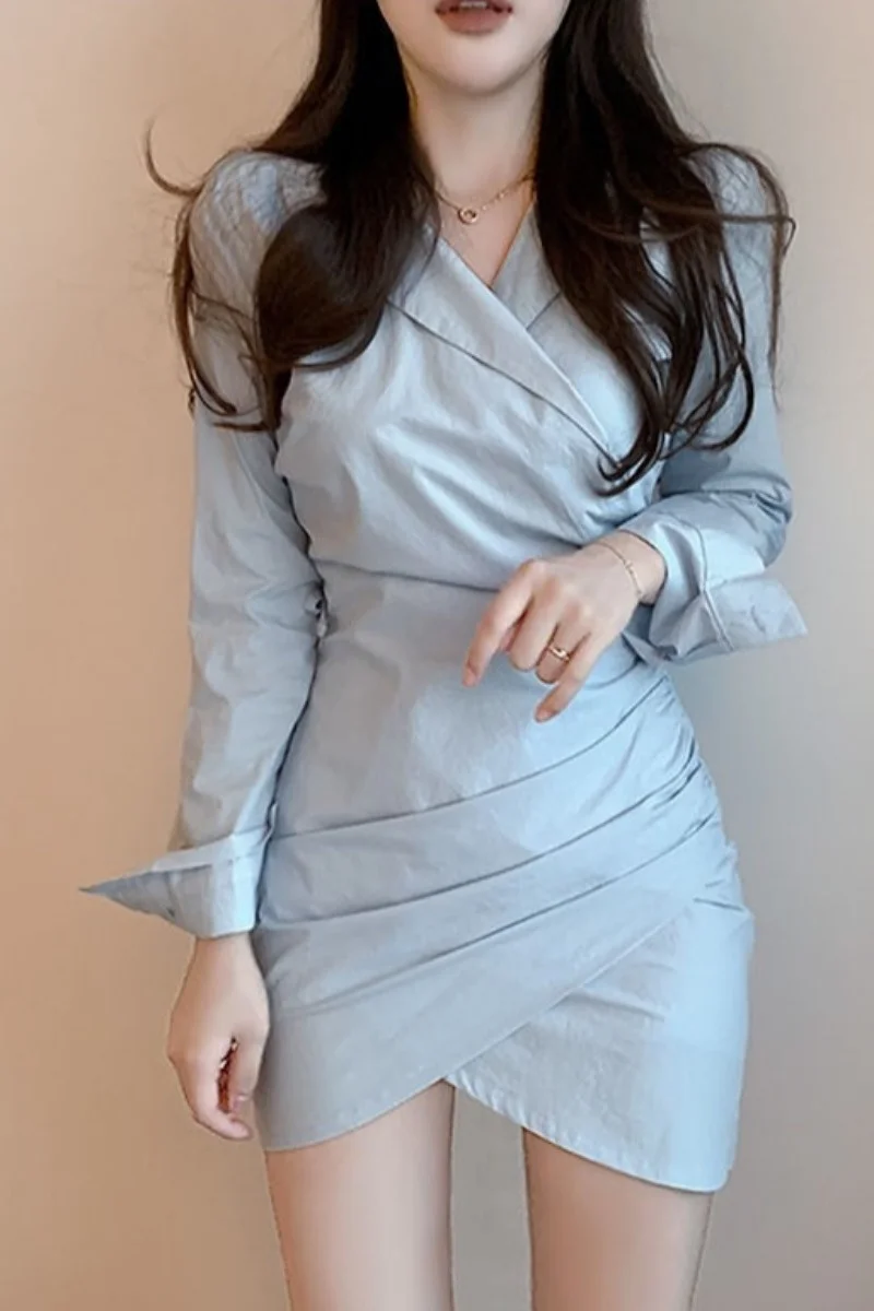 Женское платье корейское шикарное женское асимметричное платье-рубашка с