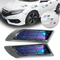 1pair car side air flow intake cover with solar led light fender air grille sticker decoration auto styling exterior accessories