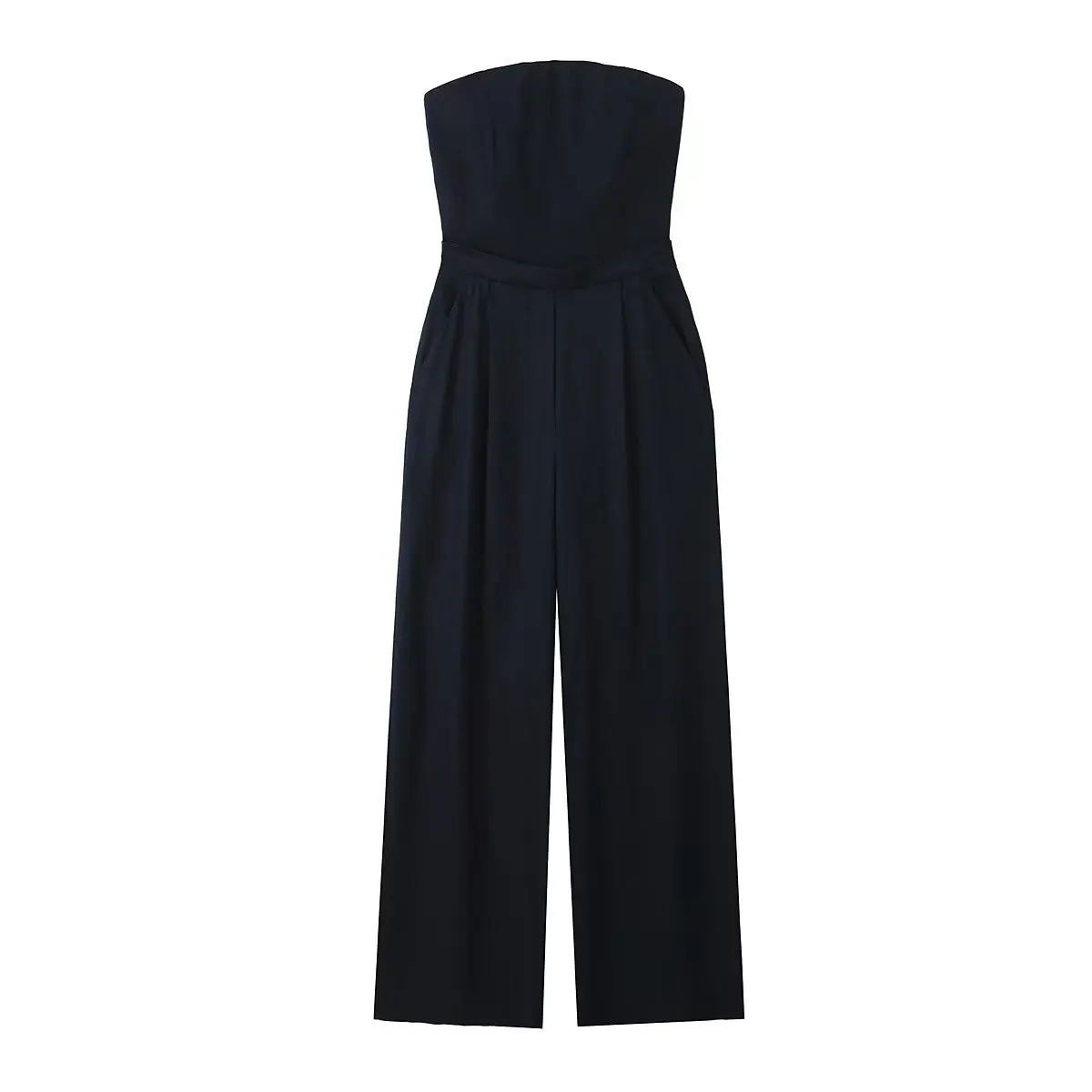 

Women 2023 New Chic Fashion Summer Black Tube Top Linen Blend Jumpsuits Vintage Backless Female Playsuits Mujer