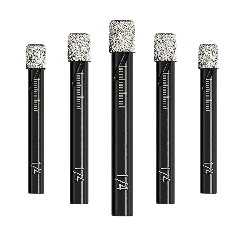 

Hot 5 Pcs 1/4Inch Dry Diamond Drill Bits Set For Granite Ceramic Marble Tile Stone Glass Hard Materials (Not For Wood)