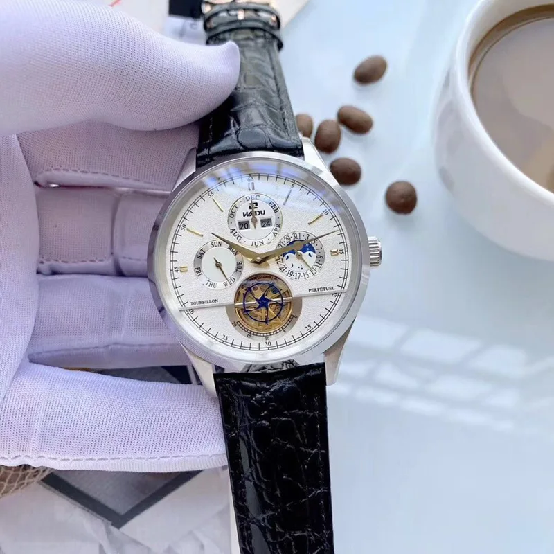 

Мужские многофункциональные механические часы с 6 контактами, автоматические роскошные часы с турбийоном, наручные часы с отображением недели