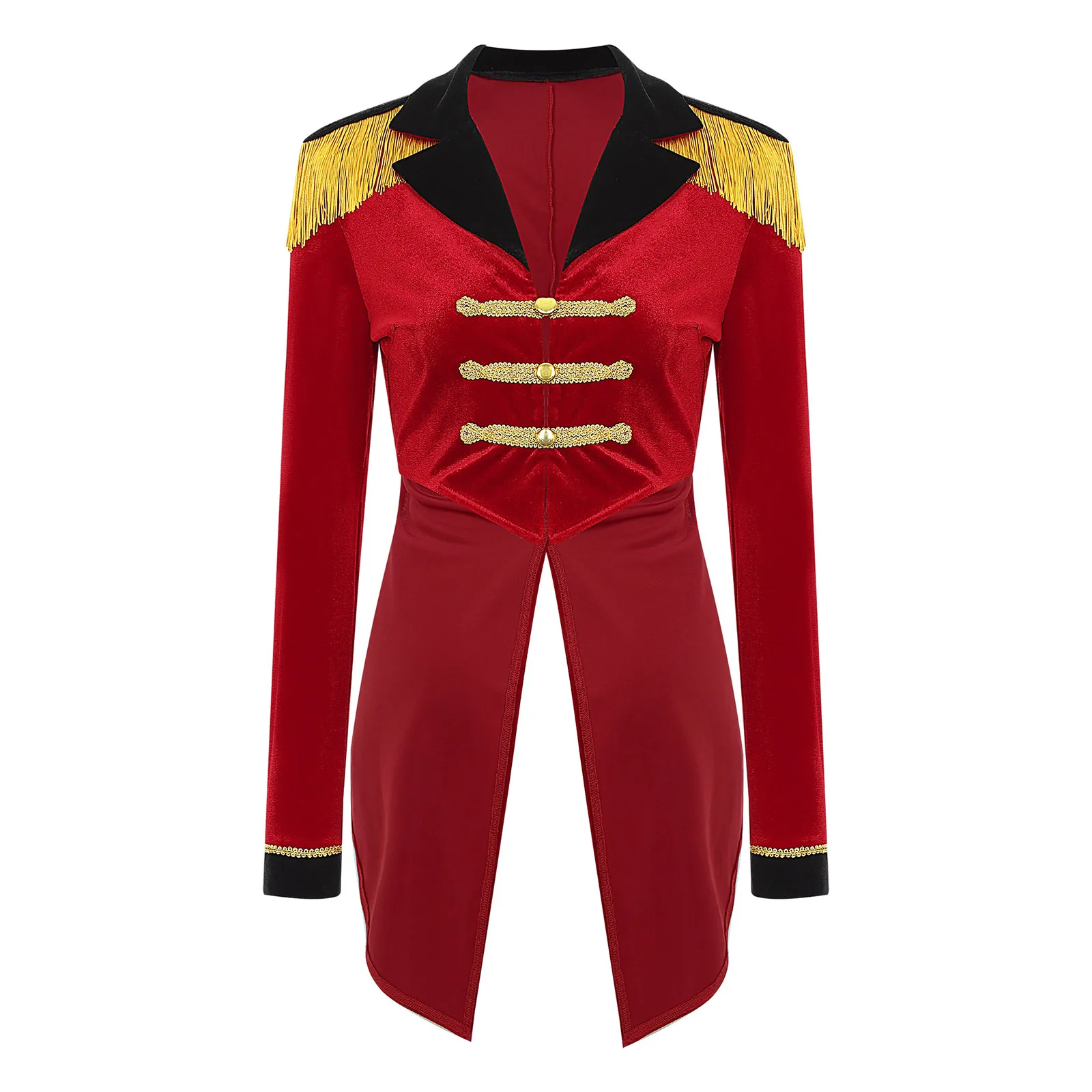 

Halloween Circus Ringmaster Costume Women Velvet LongSleeve Tailcoat Blazer Coat Christmas Carnival Cosplay Festival Rave Outfit