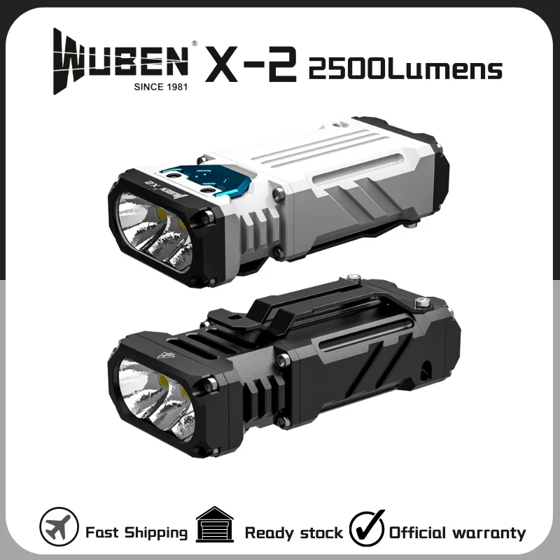 WUBEN X2 Type-C Rechargeable Ultra-Compact Flashlight 2500Lumens 6 Lighting Modes Troch Light