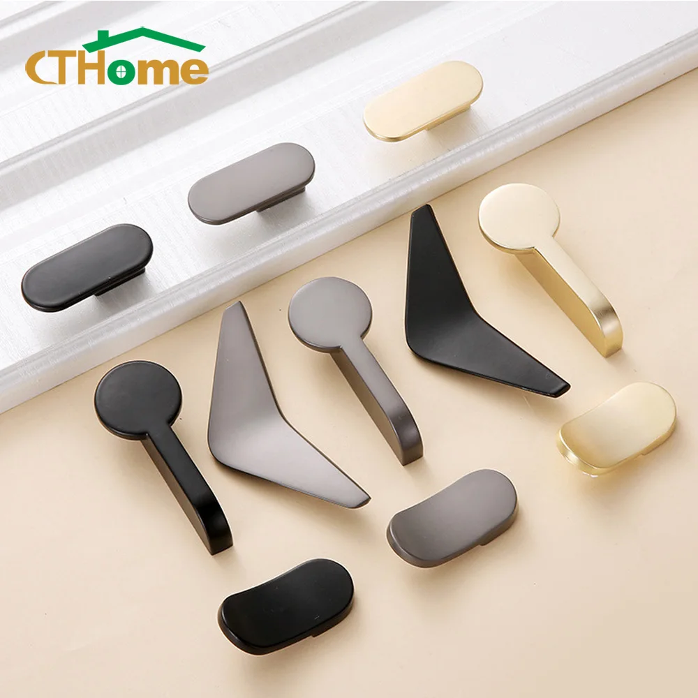 

1 Piece Zinc Alloy Handle Modern Cupboard Wardrobe Wine Cabinet Pulls Dresser Furniture Hardware Black Gold Door Handle