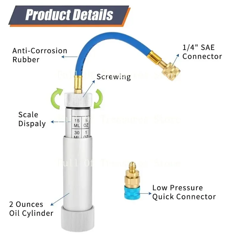 Авто A/C масло/инжектор красителя 1 унция с низким боковым адаптером 134a