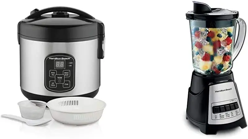 

Digital Programmable Rice Cooker & Food Steamer 8 Cups Cooked (4 Uncooked) & Power Blender with 12 Functions for Puree