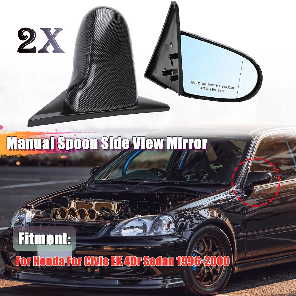 Зеркало боковое регулируемое в виде ложки для Honda For Civic EK 4Dr Sedan 1996-2000 2 шт. |