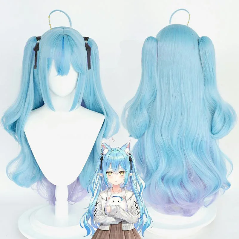 

LANLAN Virtual Idol Gula Ge Ye Jianya Hana Anime Cosplay Synthetic Wig Blue Purple Shuangpin Long Wavy Wig for Daily Party