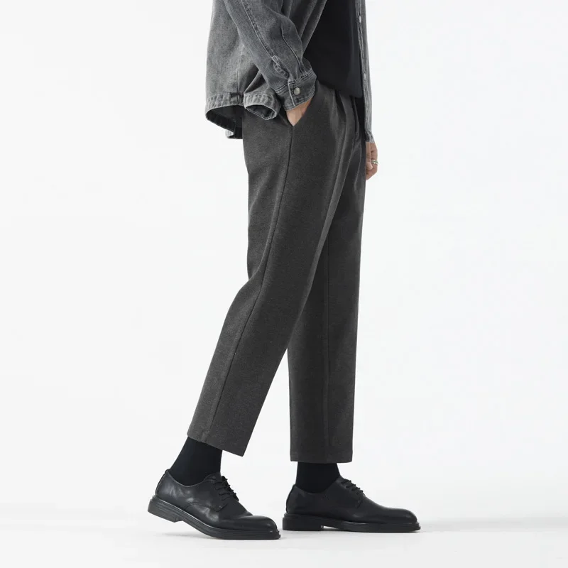 2024 осень/зима толстые мужские шерстяные повседневные прямые брюки модные