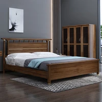 private custom new chinese style walnut solid wood bed double bed modern minimalist master bedroom wedding bed furniture