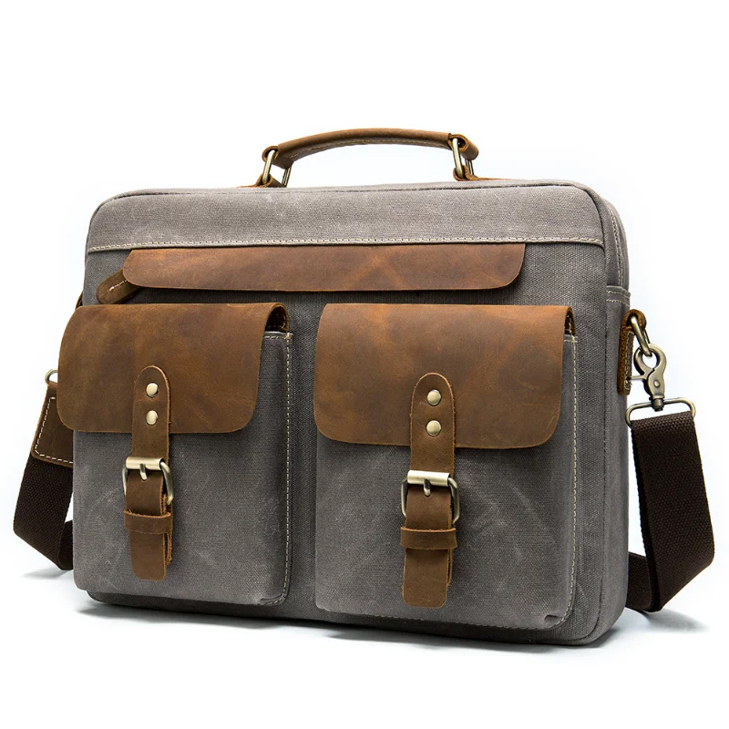 Men Briefcases Men's Bag Genuine Leather Fabric Business Office Bags for Men Laptop Bag Leather Briefcases Male Lawyer Bags