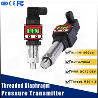 lcd display flat film pressure sensor output 4 20ma sanitary anti blocking diaphragm type flat film pressure transmitter