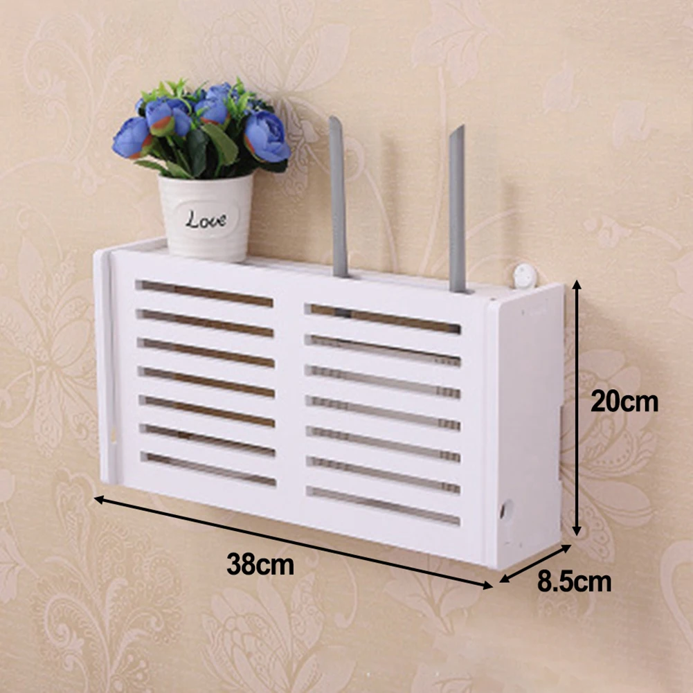 

Wireless Wifi Router Shelf Storage Box Wall Hanging ABS Plastic Organizer Box Cable Power Bracket Home Decor White