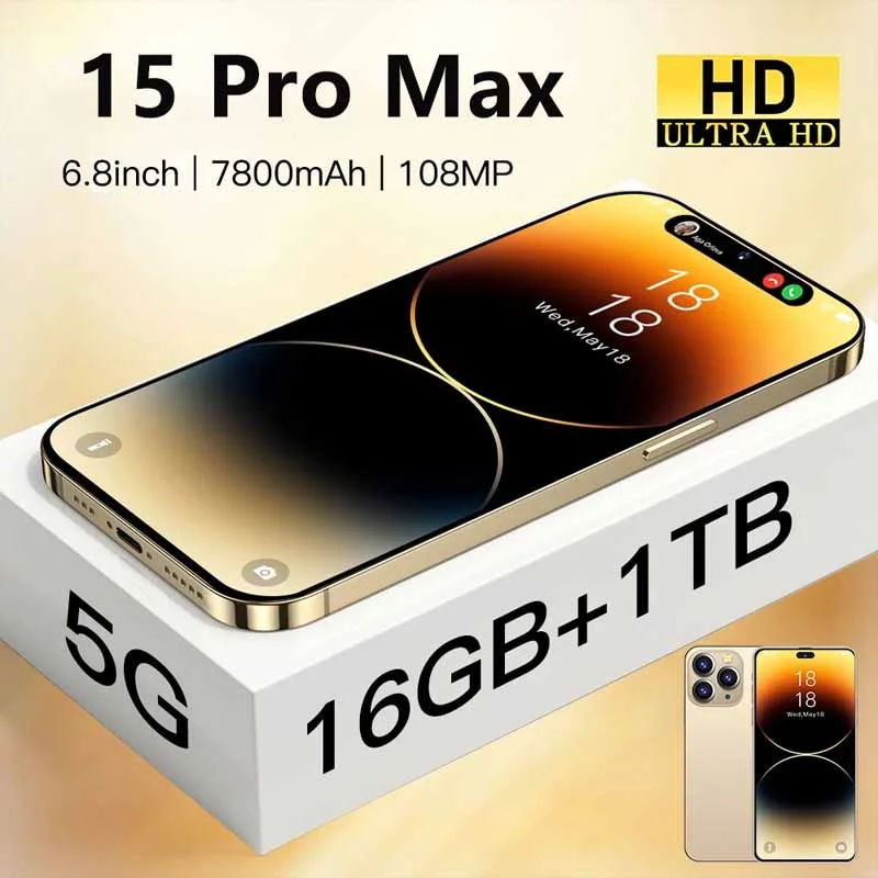 

Совершенно новый оригинальный смартфон 15 Pro Max, полный экран 6,8 дюйма, идентификация по лицу, 16 ГБ + 1 ТБ, мобильные телефоны, Φ 4G, сотовый телефон