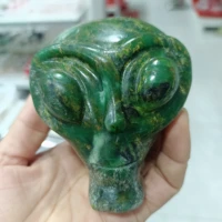 natural emerald crystal quartz hand carved alien skull gift