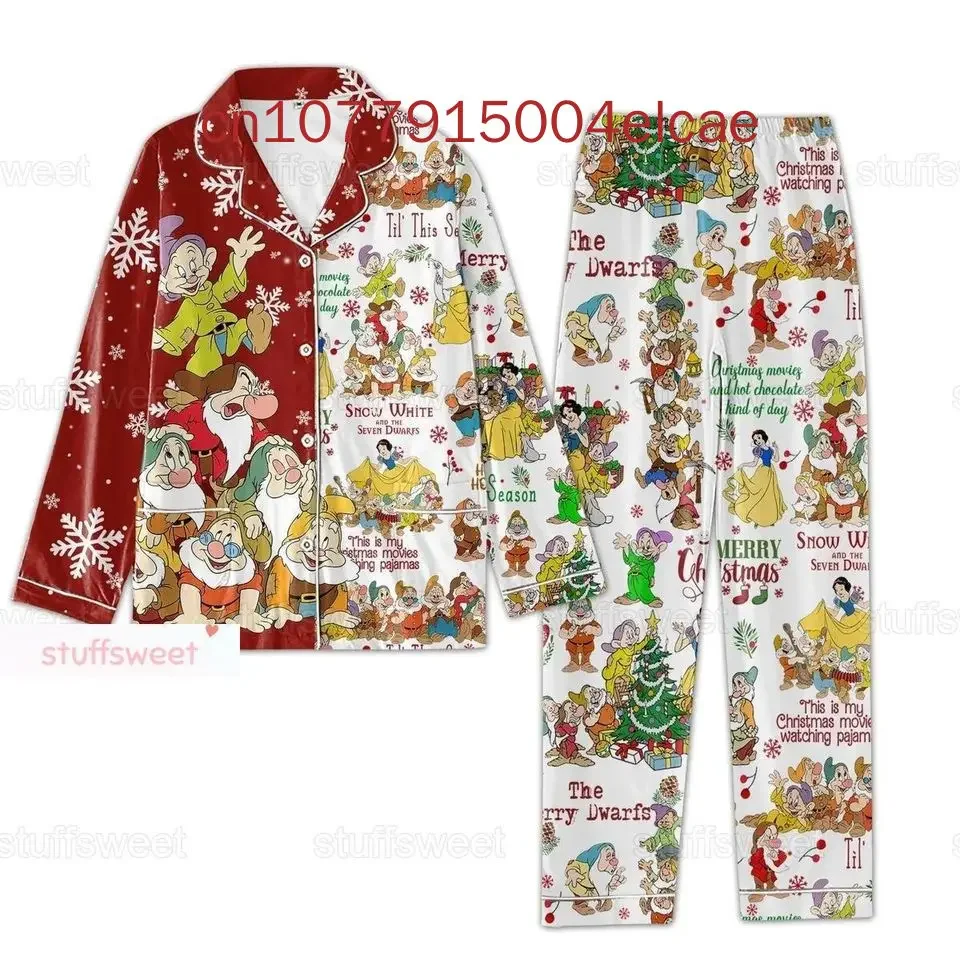 Рождественский пижамный комплект Белоснежки с длинными рукавами мужские и