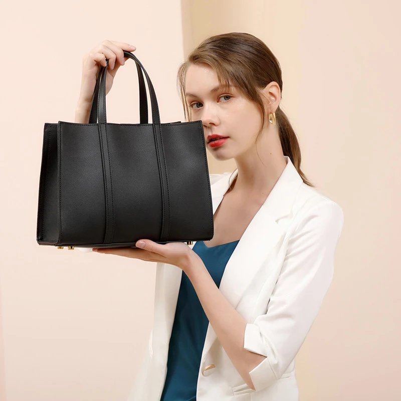 Lady Handbag Fashion Portable Large-capacity High-end Women Tote Female Colleague Split Leather Luxury Versatile Shoulder Bag