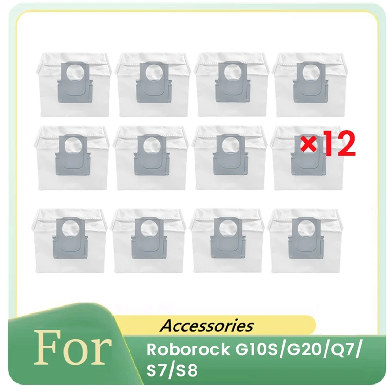 12 Pcs Dust Bags For Roborock G10S/G20/Q7/S7/S8 Sweeper Accessories Cleaner Parts Replacement |