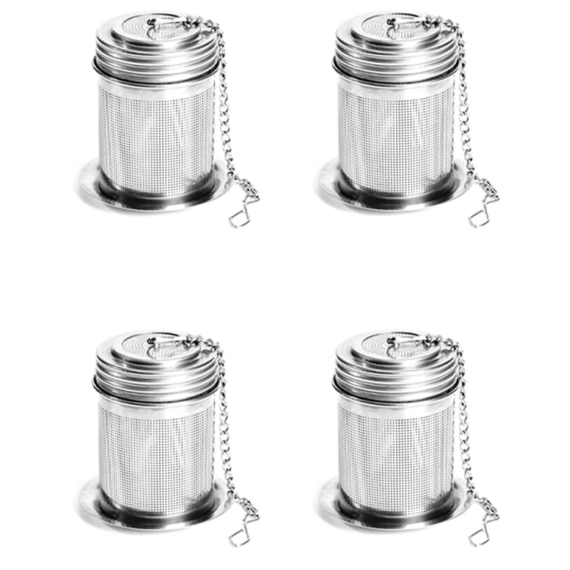 

4X Tea Ball Infuser - Stainless Steel Tea Infusers For Loose Tea With Chain Hook & Saucer - Extra Fine Mesh Tea Strainer
