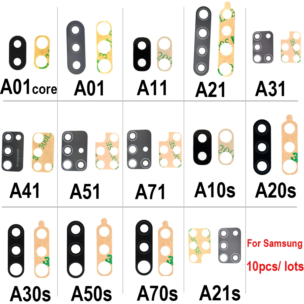 Стеклянные объективы для задней камеры Samsung A01 Core A11 A21 A31 A41 A51 A71 A10S A20S A30S A50S A70s A21S