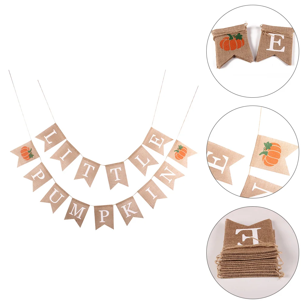 Льняной баннер маленький флаг тыквы каминные украшения овсянка на День