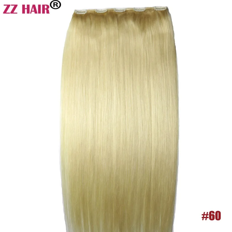 ZZHAIR 100% бразильские человеческие волосы для улучшения 16-24 дюймов прямые на клипсе