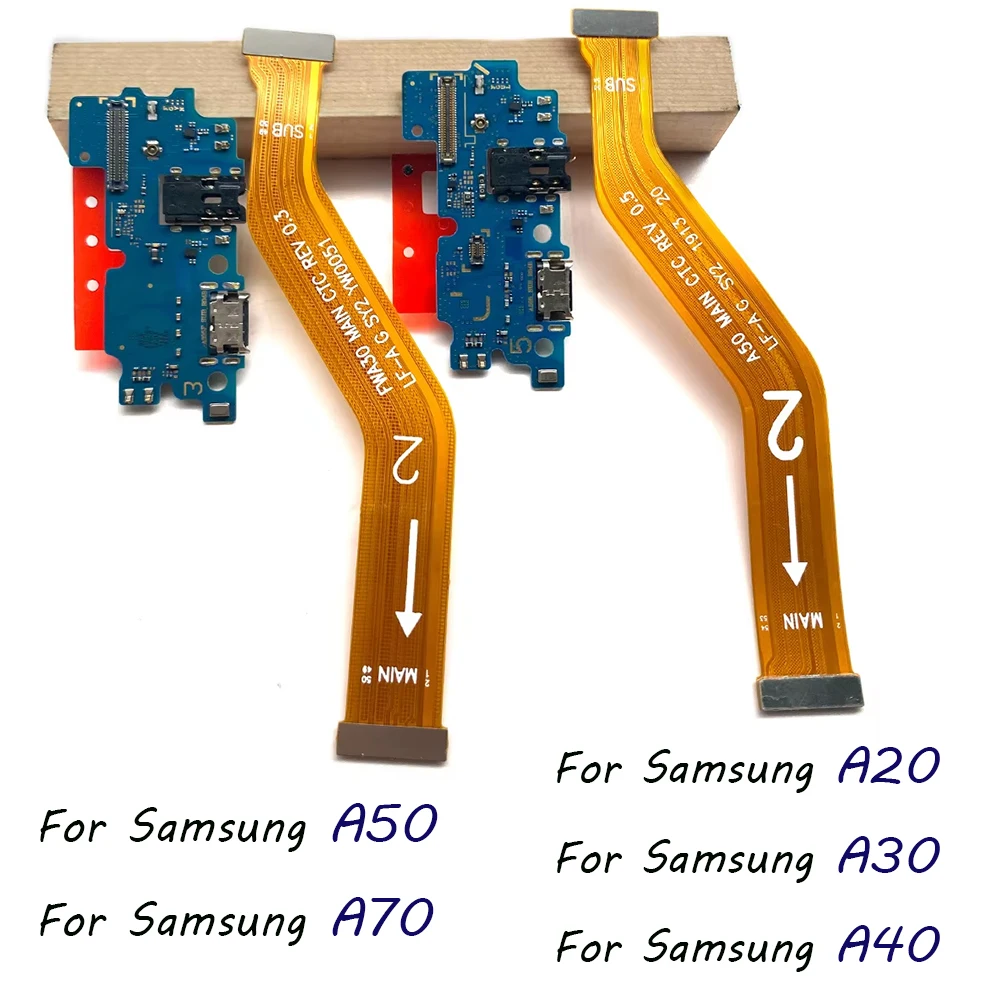Фото Для Samsung A20 A30 A40 A50 A70: USB-разъем для зарядки, док-станция, плата микрофона, гибкие кабели для материнской платы №1