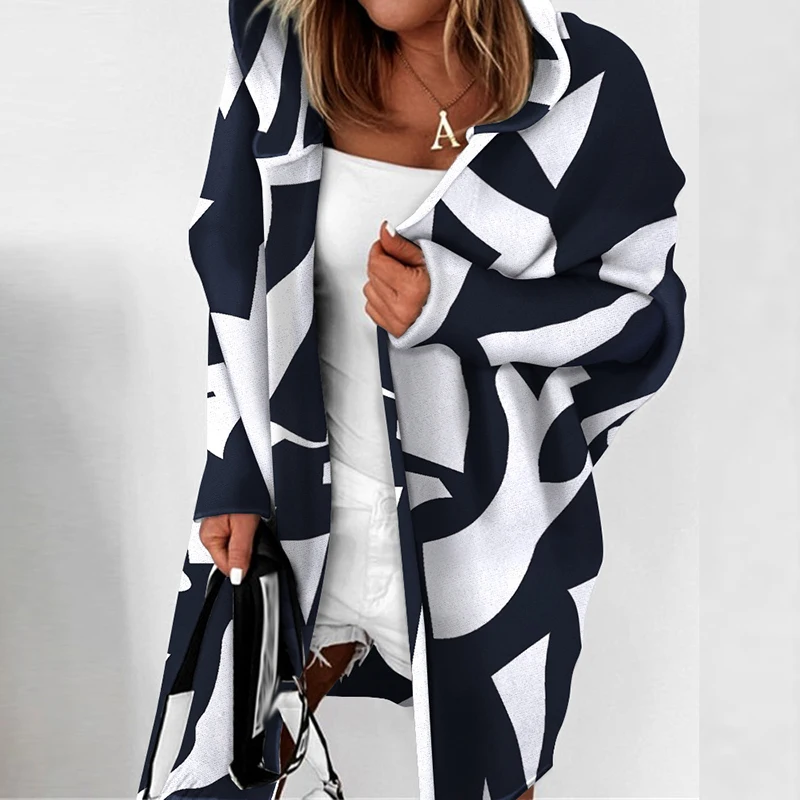 Женский свободный кардиган с капюшоном Повседневный Кардиган длинным рукавом и