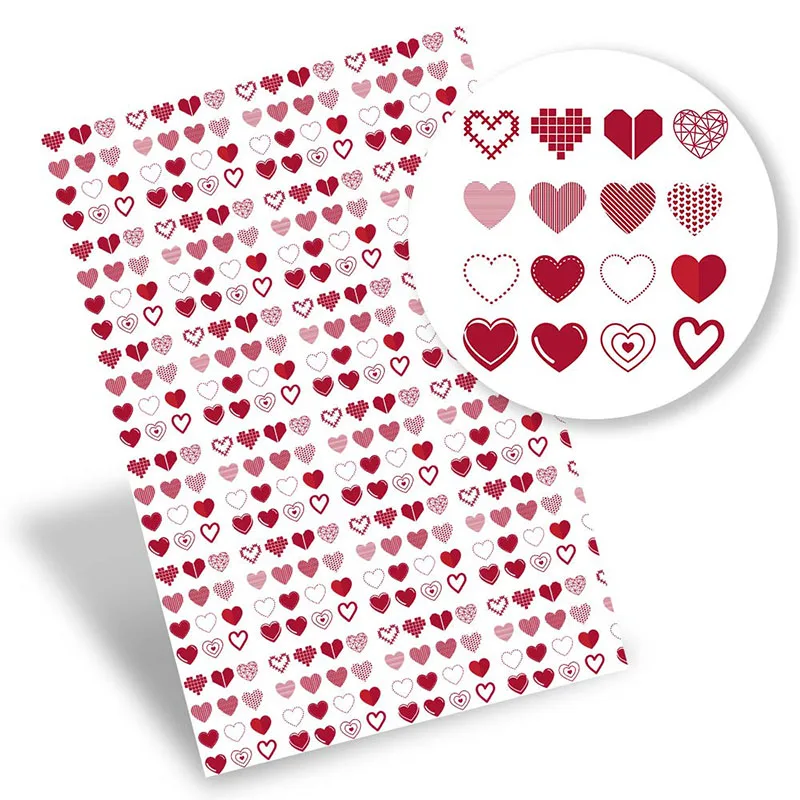 

Valentine's Day Faux Leather Sheets Printed Vinyl Fabric Synthetic Leather DIY Handbag Bows Making Material 22*30cm/A4 0.8mm 1pc