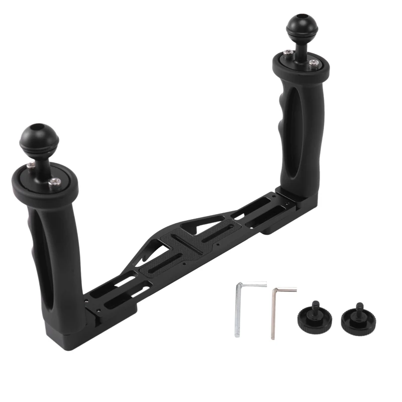 

2X Dual Handheld Stabilizer Diving Underwater Camera Housings Tray/Grip Waterproof With Double Handle For Dome Port Case