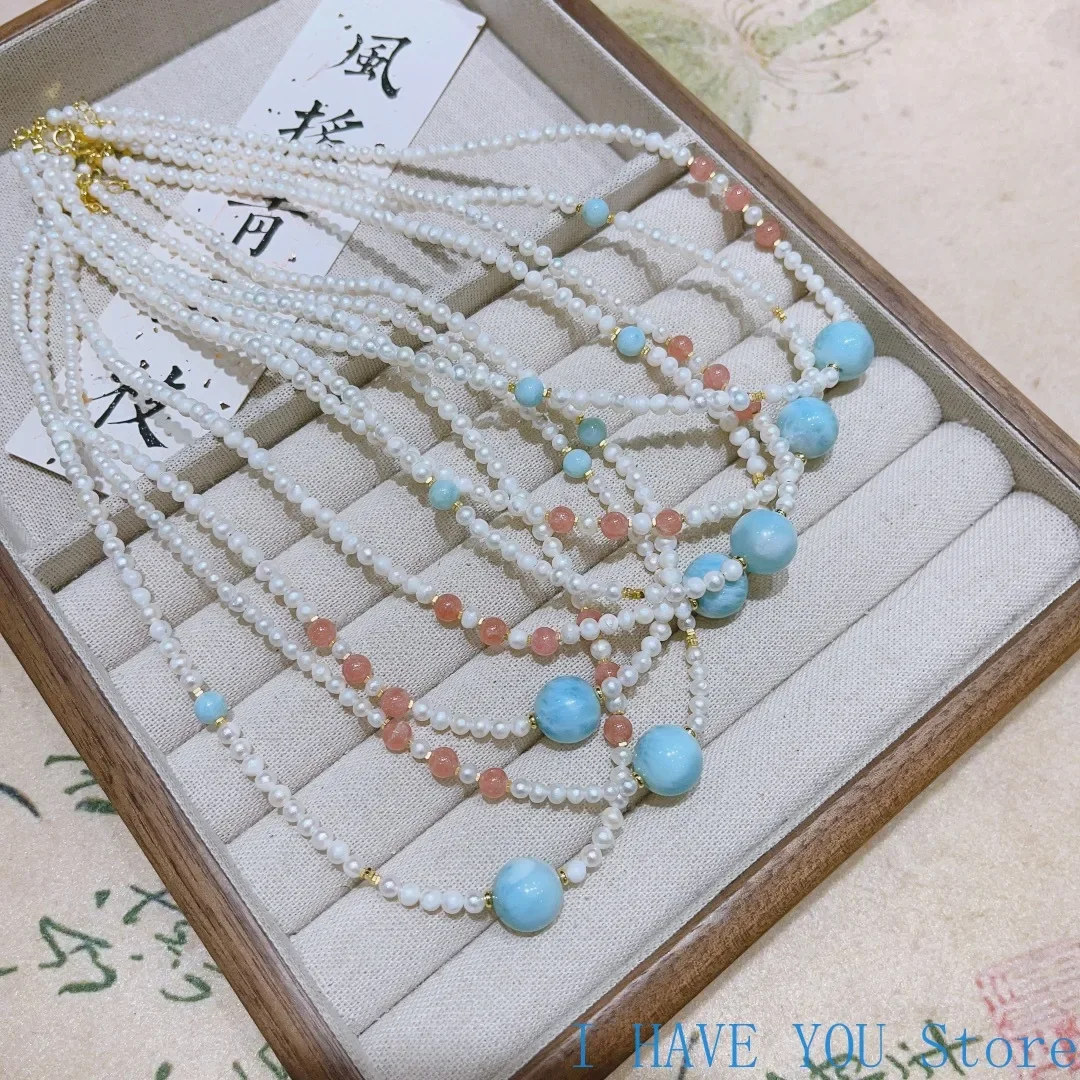 Натуральный жемчуг круглый морской арагонит нефрит серебряное ожерелье модное