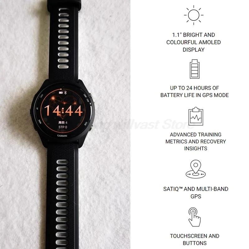 Фото Смарт-часы Garmin Forerunner 265 для бега с цветным AMOLED-дисплеем 1,3 дюйма, GPS, 13 днями автономной работы, мониторингом сна и фитнес-трекером №2