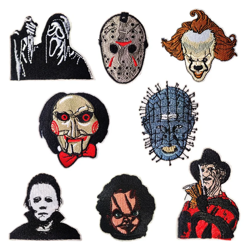 

Cartoon Horror Punk Badges Clothe Embroidery Patch Applique Ironing Clothing Sewing Supplies Decorative Patches