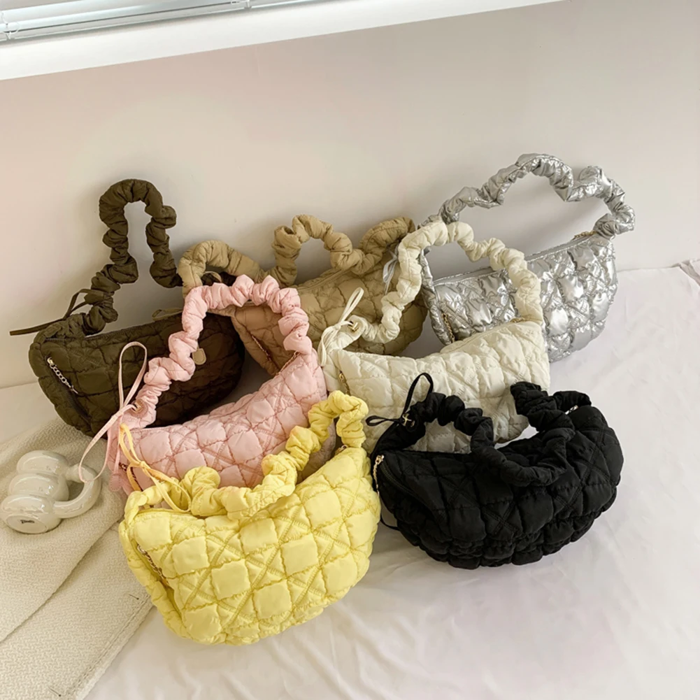 

Стеганая женская сумка через плечо, плиссированная вместительная Повседневная Сумка-тоут с пузырьками, модный Дамский саквояж для покупок
