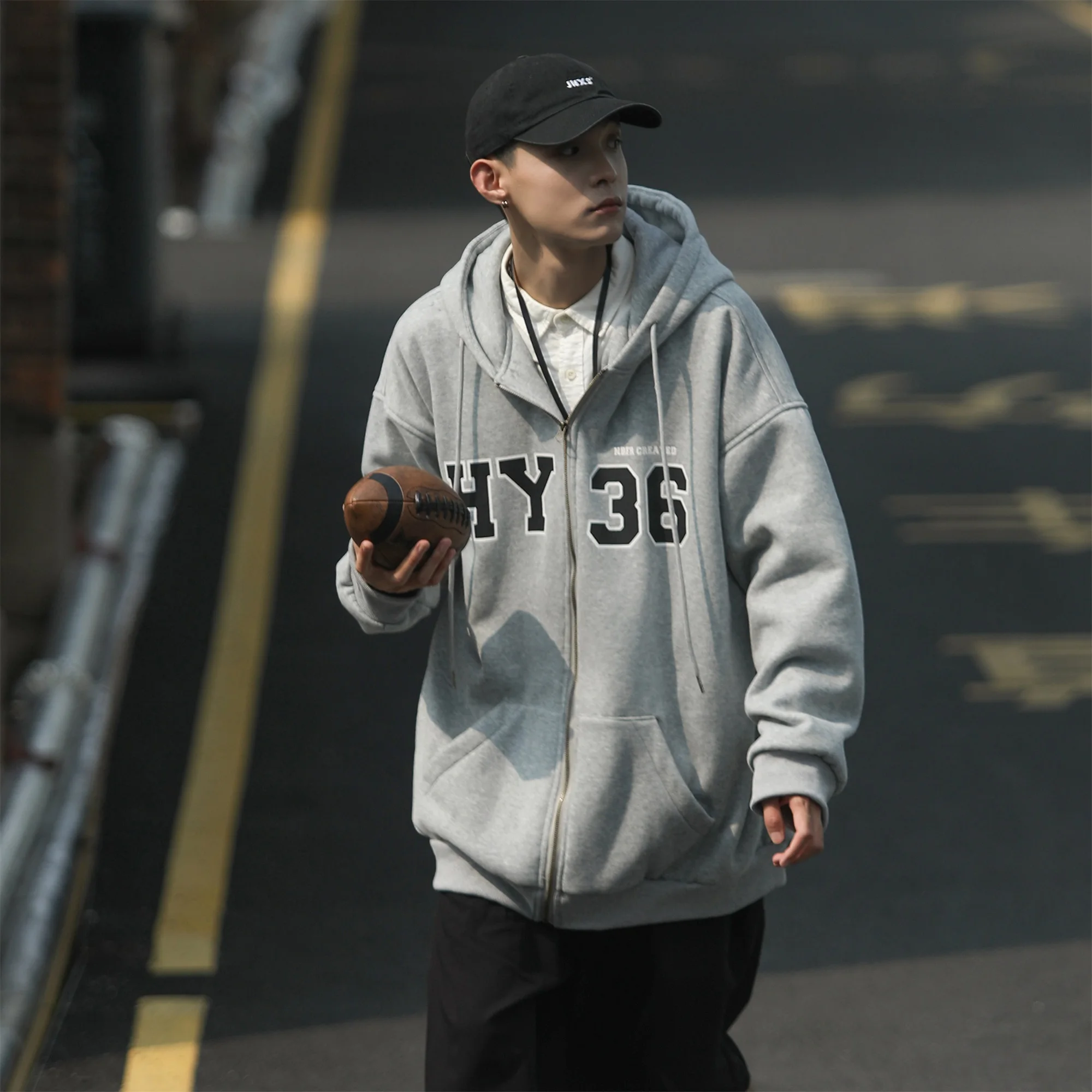 Винтажная тяжелая толстовка кофейного цвета мужская весенне-осенняя