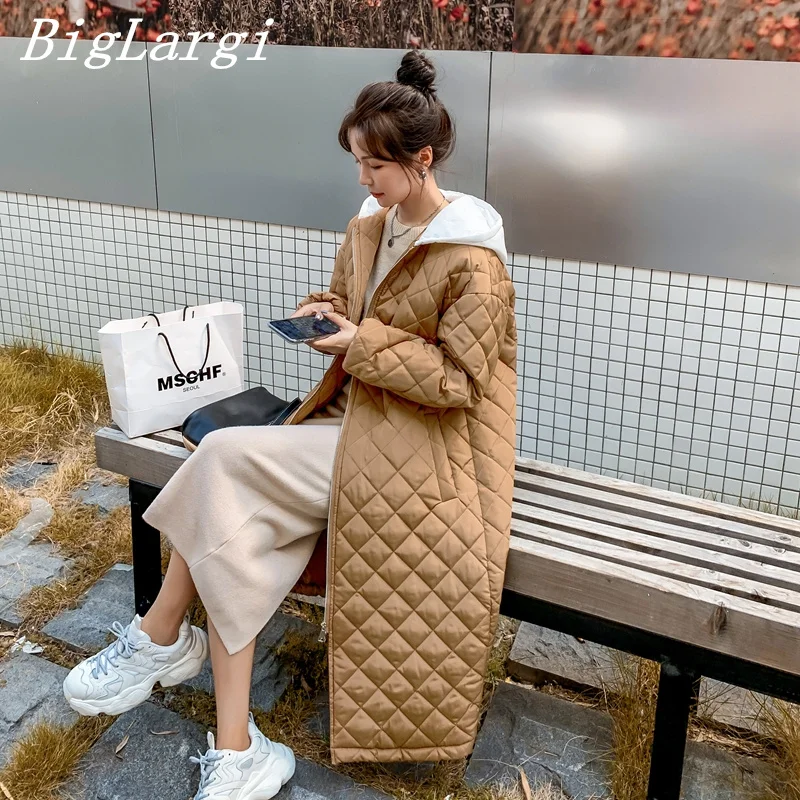 Oversize Autumn Winter Warm Long jacket women The Knee Korean Version Diamond Down Padded Jacket Winter Coat 2022 Woman Parkas