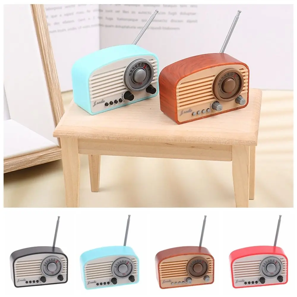 

For 1/12 Scale Dollhouse Retro Radio Miniature Furniture Simulation Home Appliance Scene Model Doll House Decor Doll Accessories