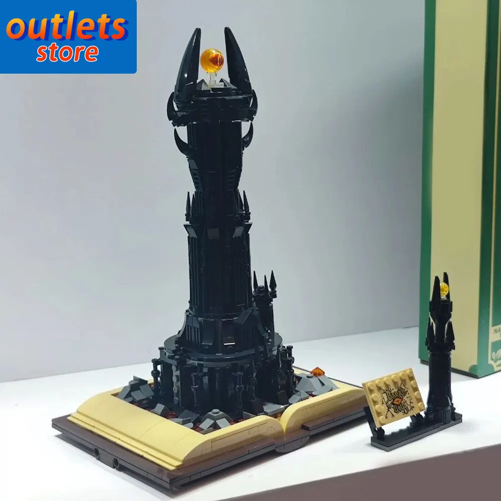 

Creative Expert Ideas Black City Dark Tower with Lights 13018 969pcs Moc Bricks Book Modular Model Building Blocks Boy Gift Toys