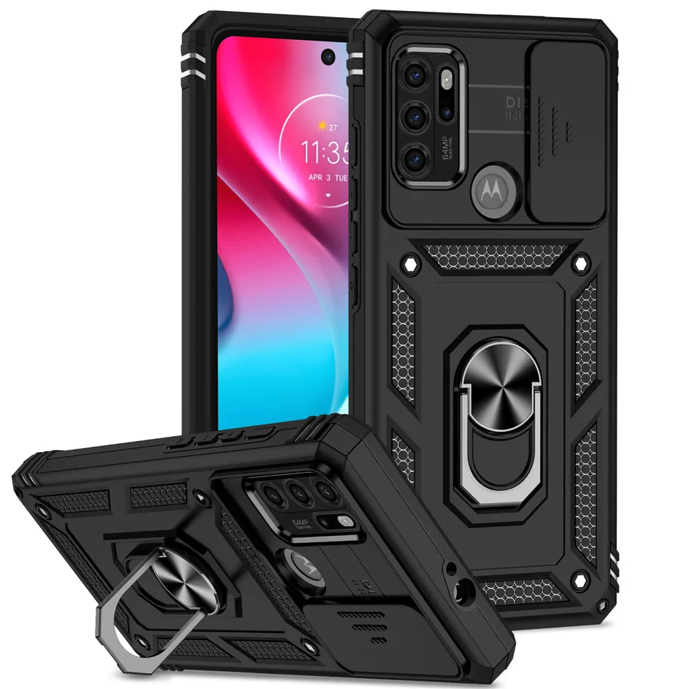 

For Motorola G60S 2021 Shockproof Case Slide Lens Protector Ring Back Cover Motorola G60S Stand Funda Moto G60S G 60 S Capa Etui