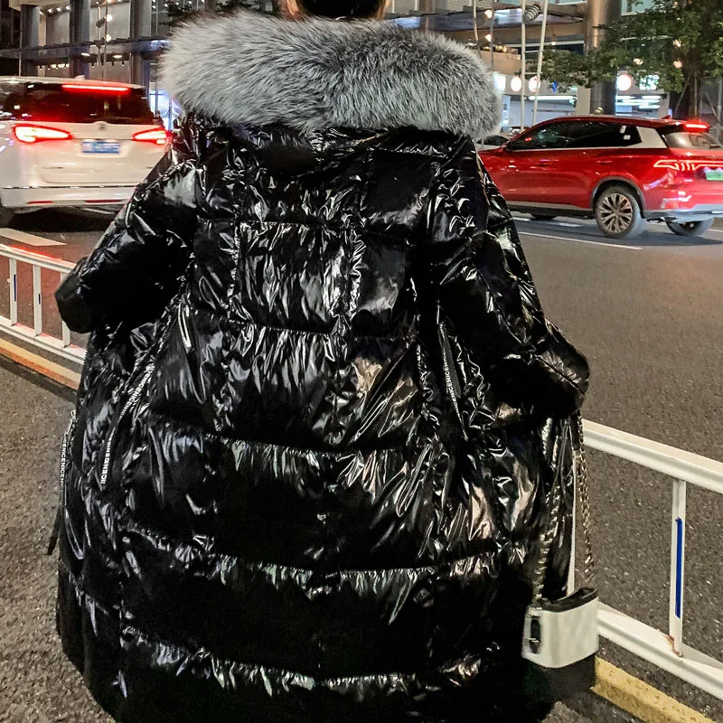 Women's Parker Down Jacket Women's Mid-Length 2023 New Winter Warm Hooded Fashion Shiny High Quality Women's Down Jacket NBH708