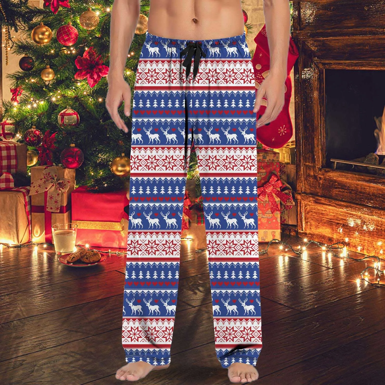 

Рождественские мужские повседневные штаны, пижамные штаны с кулиской и карманами, рождественский подарок, повседневные брюки, мужские спортивные штаны для мужчин