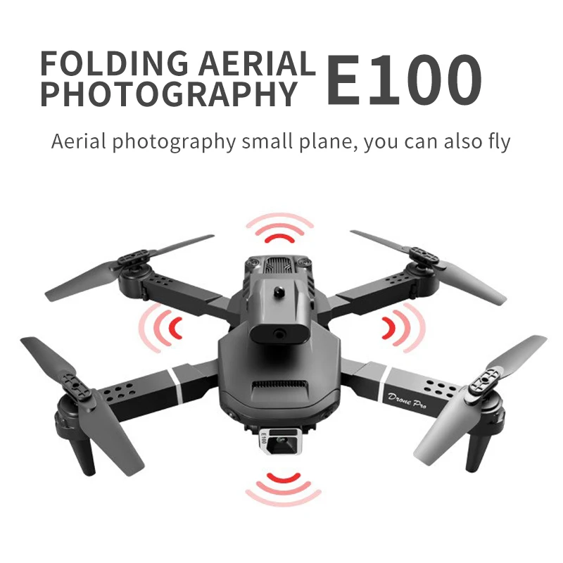 Фото Мини E100 четырехсторонний дрон для предотвращения препятствий складной HD 4K аэрофотосъемка квадрокоптер вертолет дрон с дистанционным управлением игрушки №3