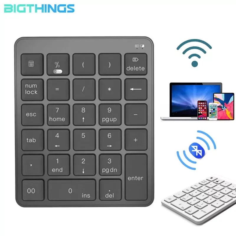 

NEW2023 Numeric Keyboard Bluetooth Keypad 2.4G Wireless Number Pad Protable AAA Battery For Android Windows Laptop Phone Tablet