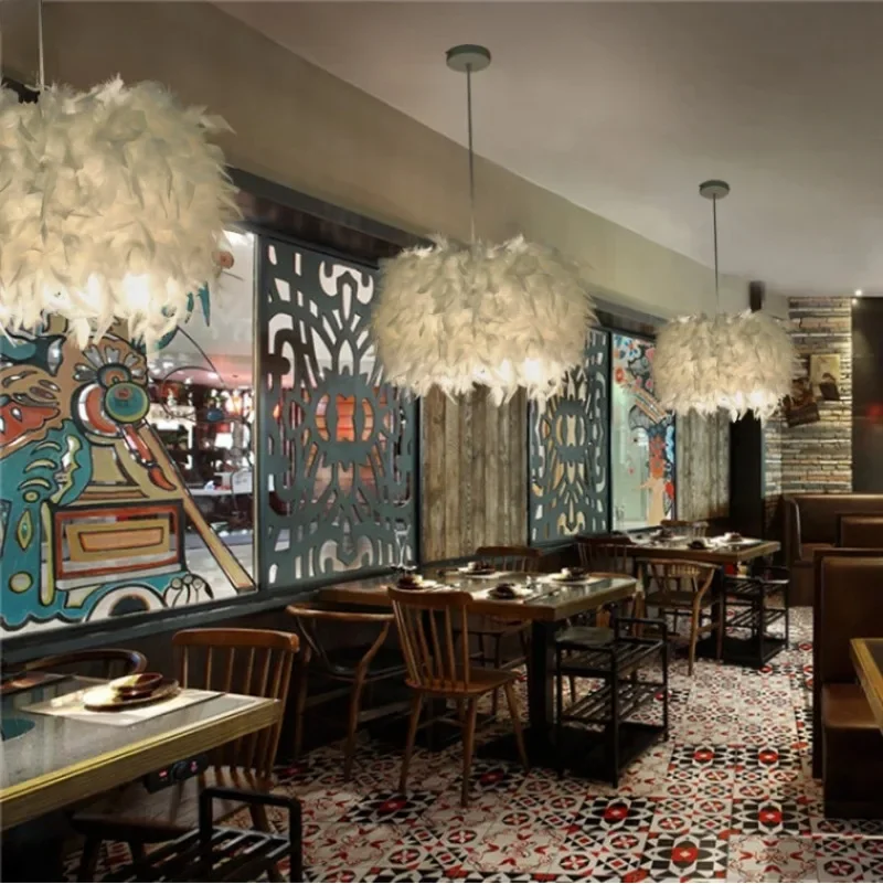 Современный подвесной светильник с перьями E27 держатель лампы сказочный гусиное