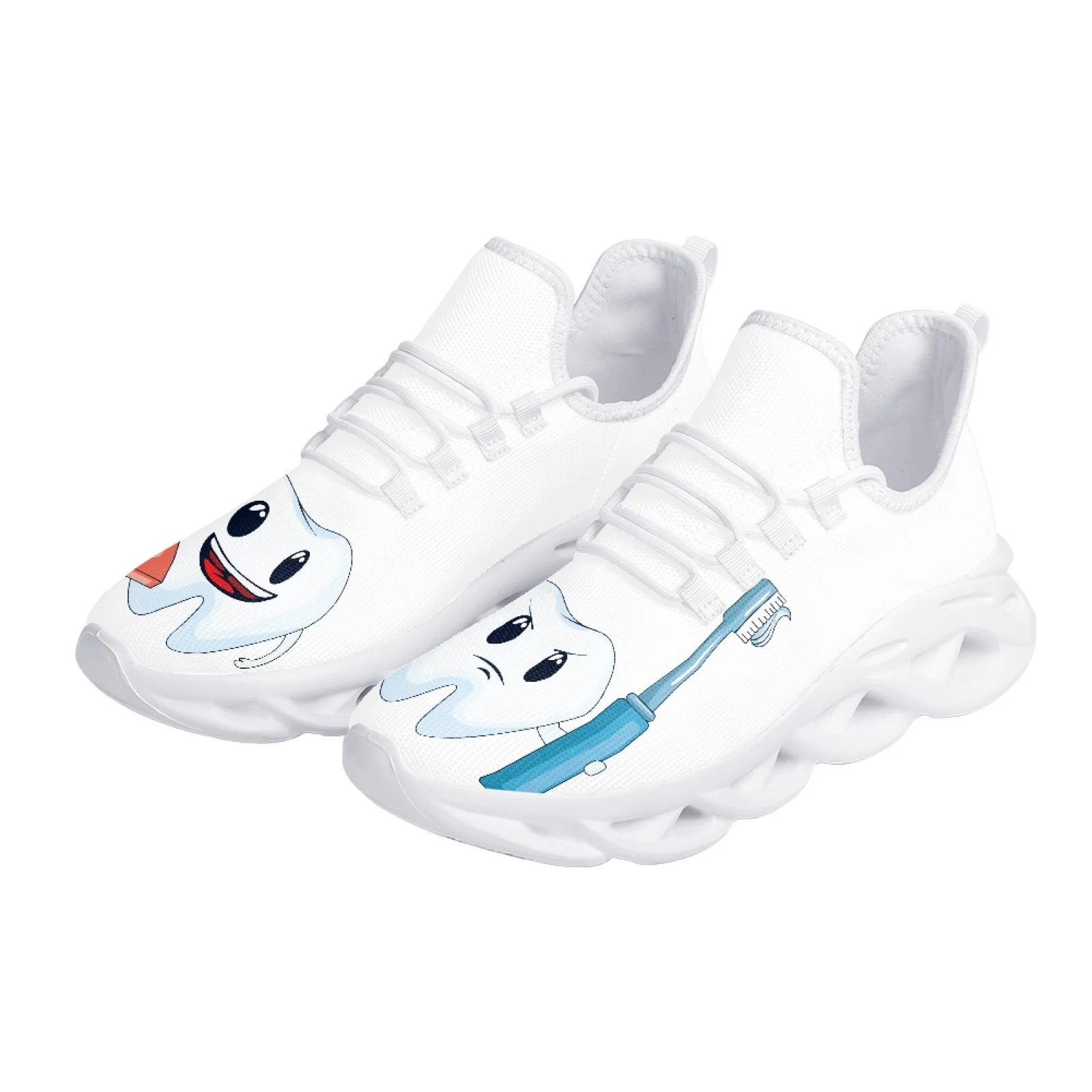Belidome Funny Teeth Dental Print Walking Tennis Shoes for Women Running Shoes Comfortable Mrsh Fashion Nurse Sneakers