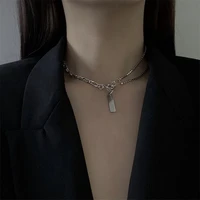 2022 new fashion women punk rectangle pendant chain splicing necklace women sexy party pendant titanium steel necklace jewerly