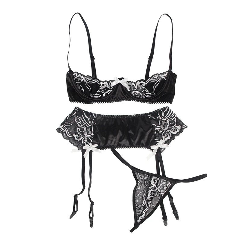 

Бюстгальтер и трусики Comeondear, женское нижнее белье, комплект кружевного открытого бюстгальтера с подвязками, Эротическая женская одежда
