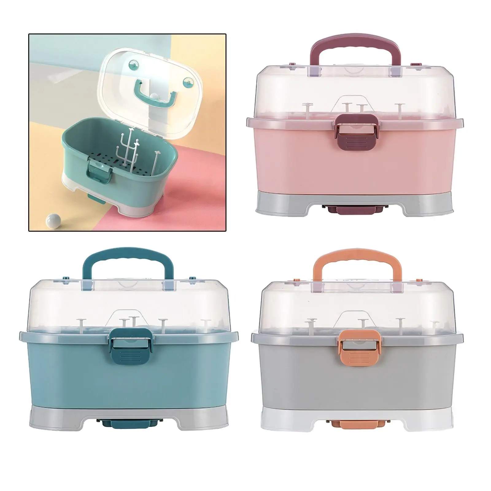 

Baby Bottle Drying Rack Storage Box Large Cutlery Container Organizer Holder with Cover Drainer Home