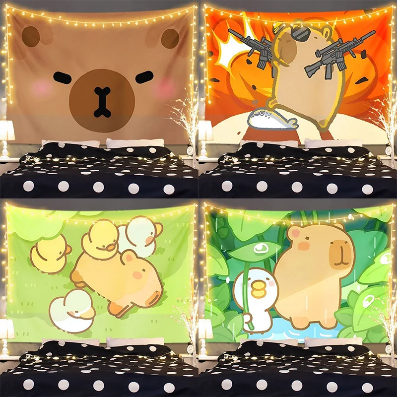 Милый гобелен с капибарой настенный декор для дома гостиной