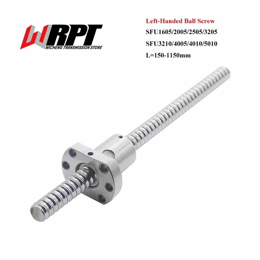 Левый шариковый винт с гайкой без обработки длина 150-1150 мм